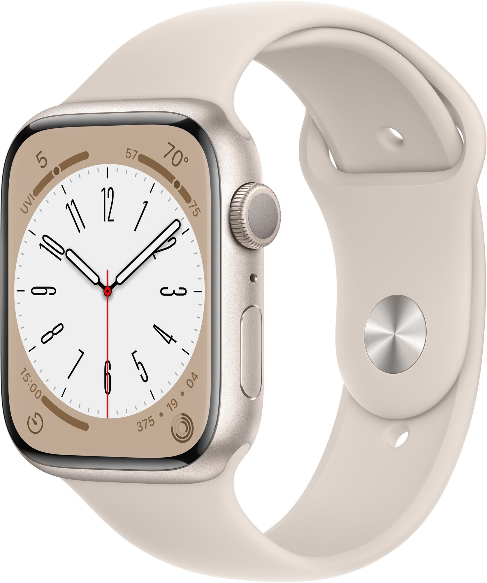 Apple watch series 8 45mm - csillagfény alumínium tok, csillagfény sport szíj