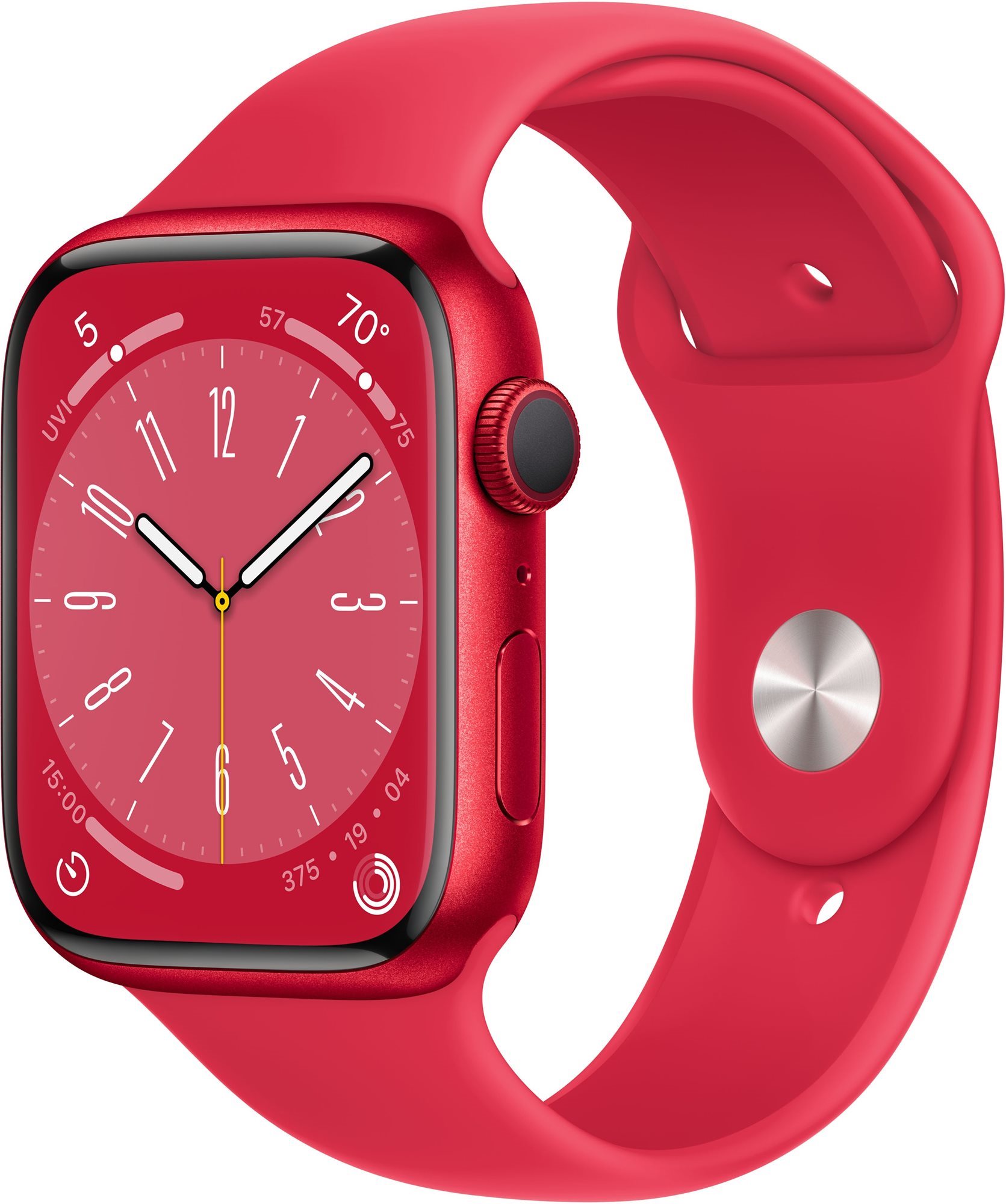 Apple watch series 8 45mm - piros alumínium tok, piros sport szíj