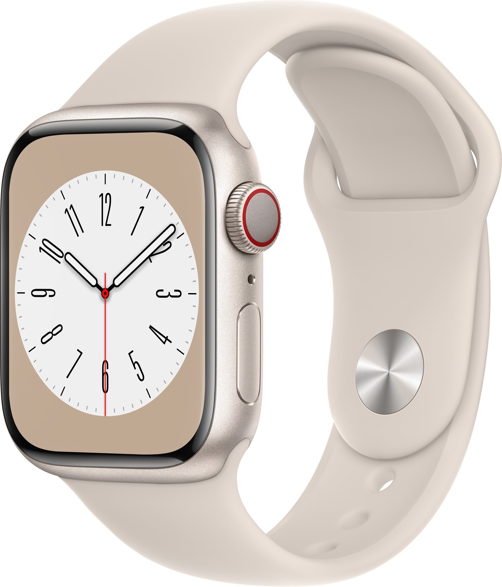 Apple watch series 8 45mm cellular - csillagfény alumínium tok, csillagfény sport szíj