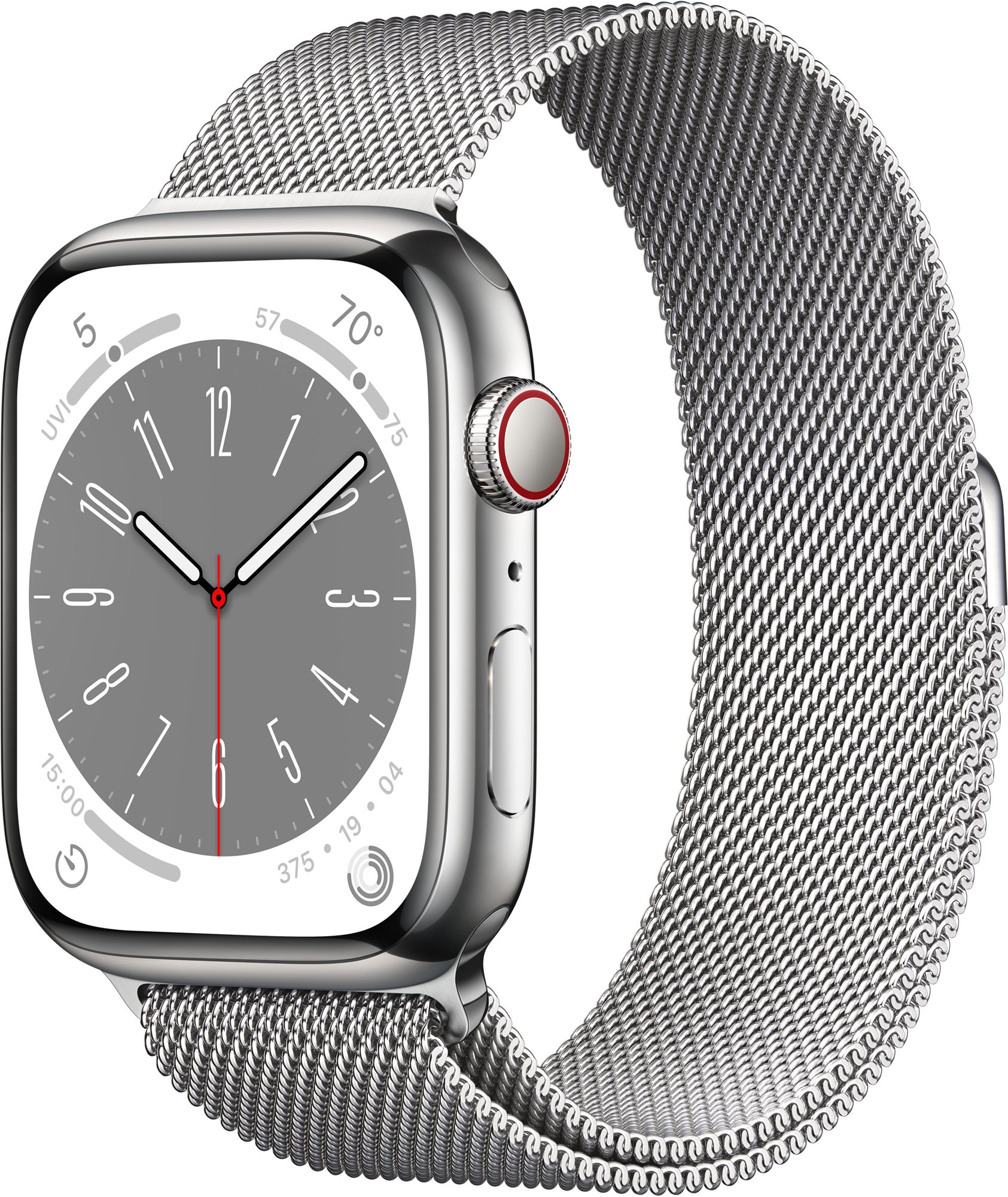 Apple watch series 8 45mm cellular - ezüst rozsdamentes acél tok, ezüst milánói szíj