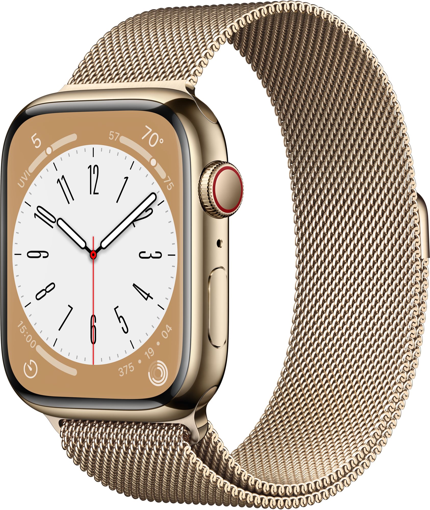 Apple watch series 8 45mm cellular - arany rozsdamentes acél tok, arany milánói szíj