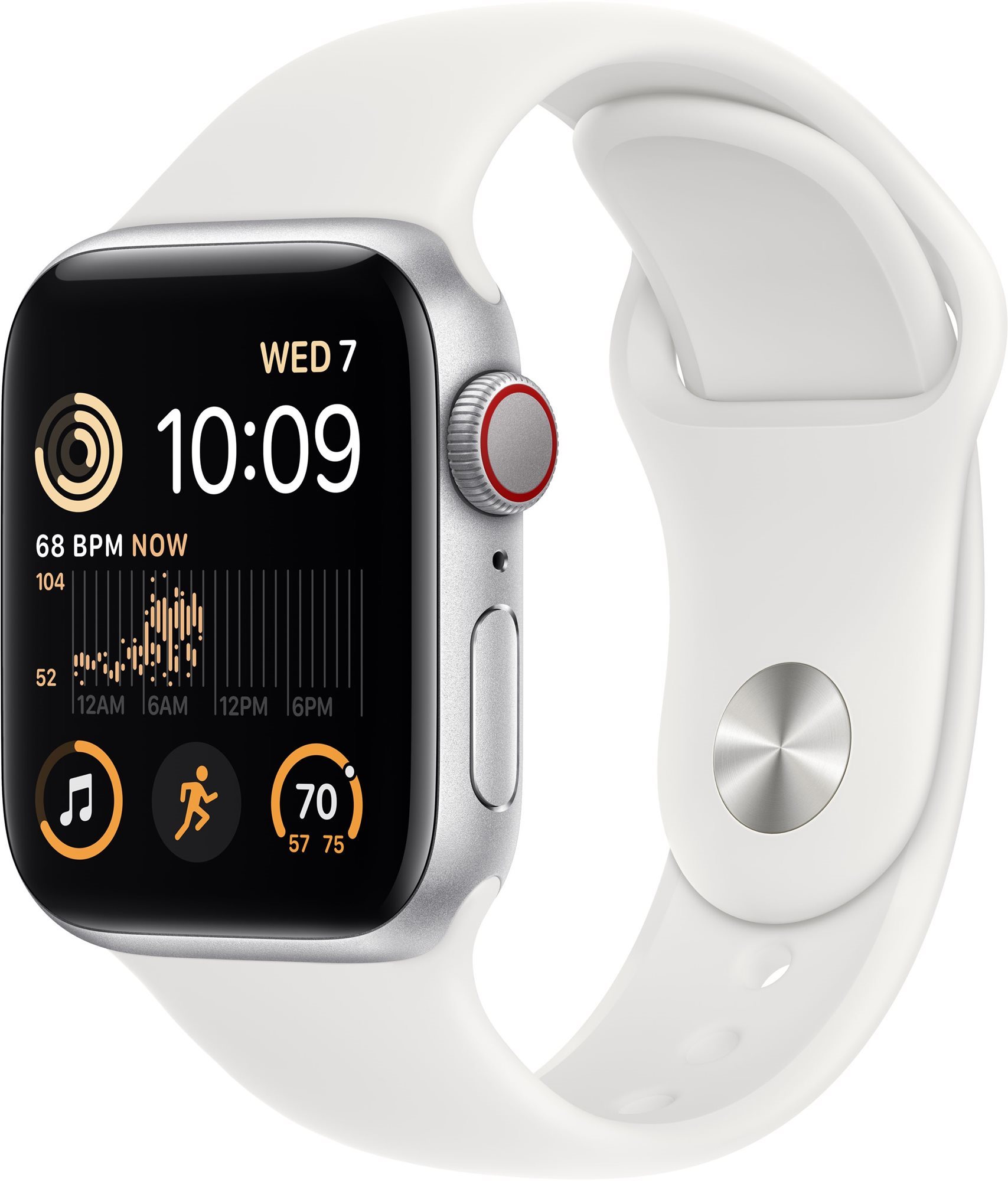 Apple Watch SE (2022) 40mm Cellular - ezüst alumínium tok, fehér sport szíj