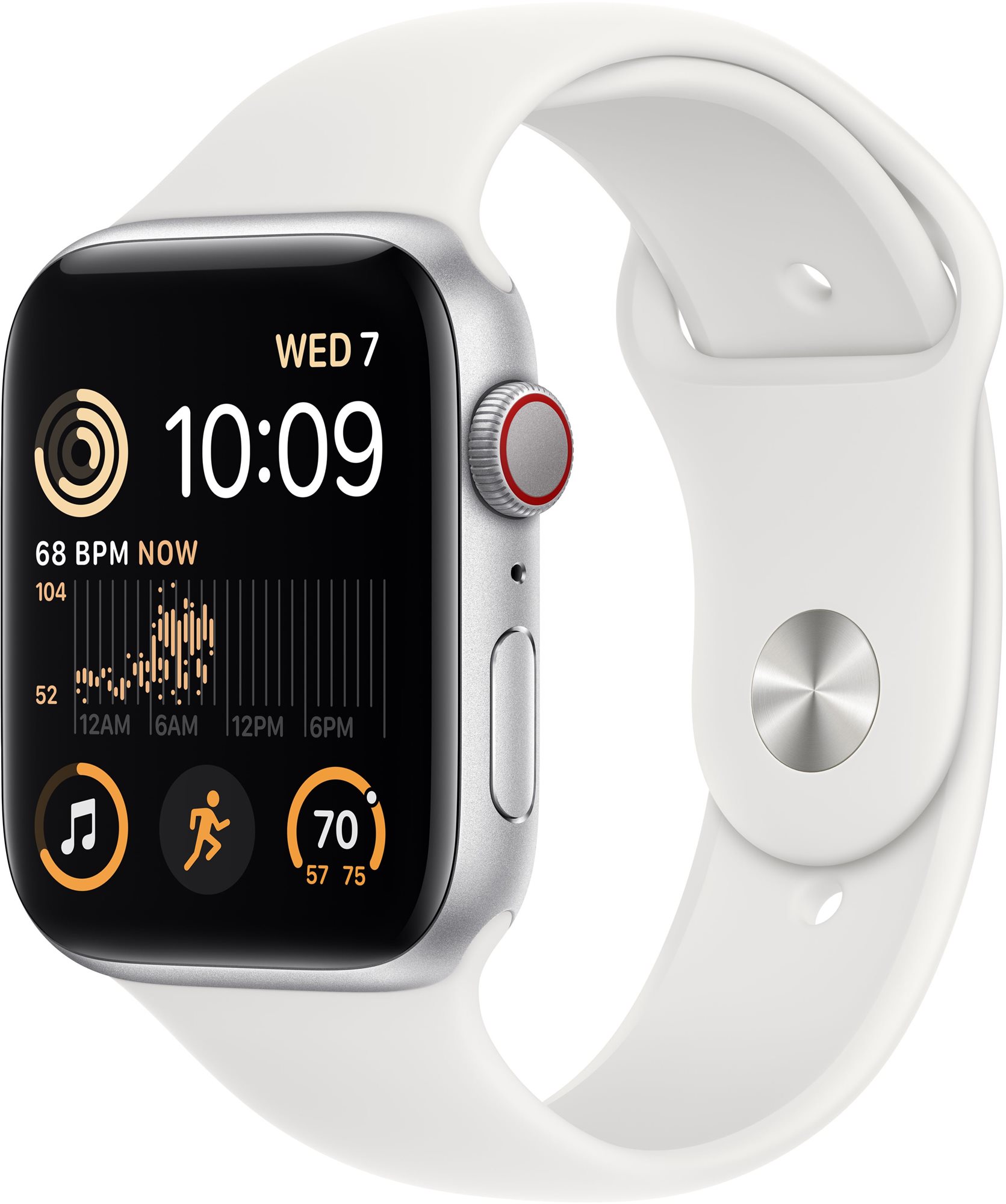 Apple watch se (2022) 44mm cellular - ezüst alumínium tok, fehér sport szíj