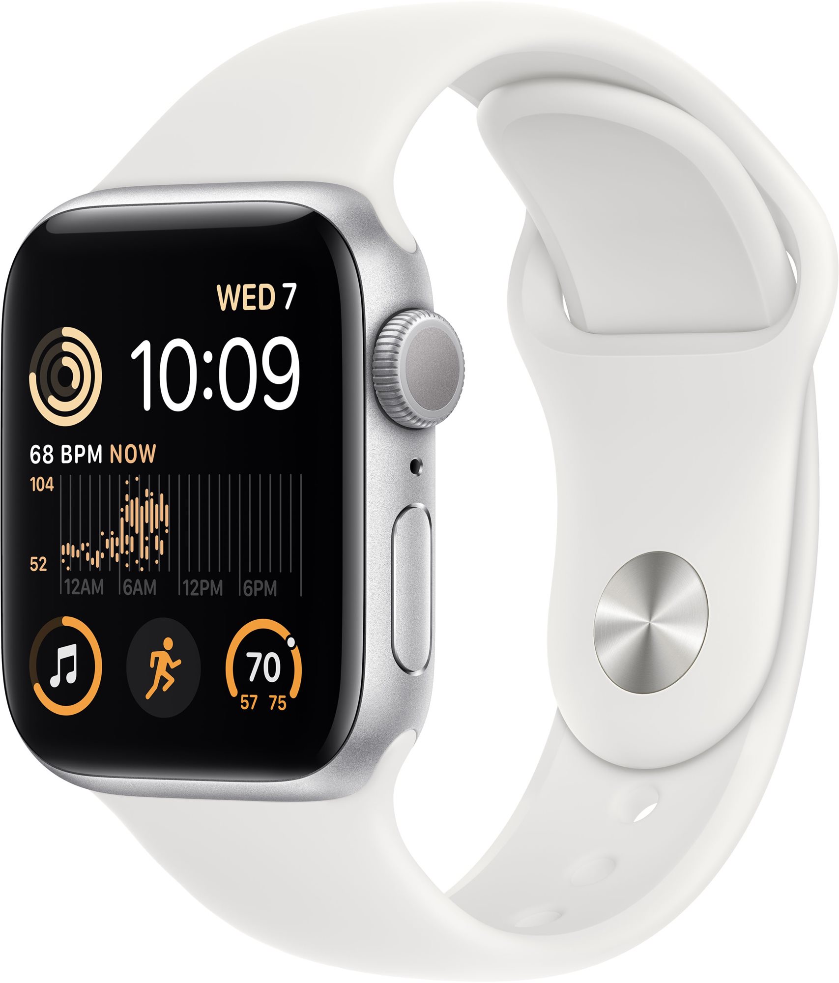 Apple Watch SE (2022) 40mm - ezüst alumínium tok, fehér sport szíj