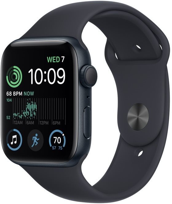 Apple Watch SE (2022) 44mm - éjfekete alumínium tok, éjfekete sport szíj