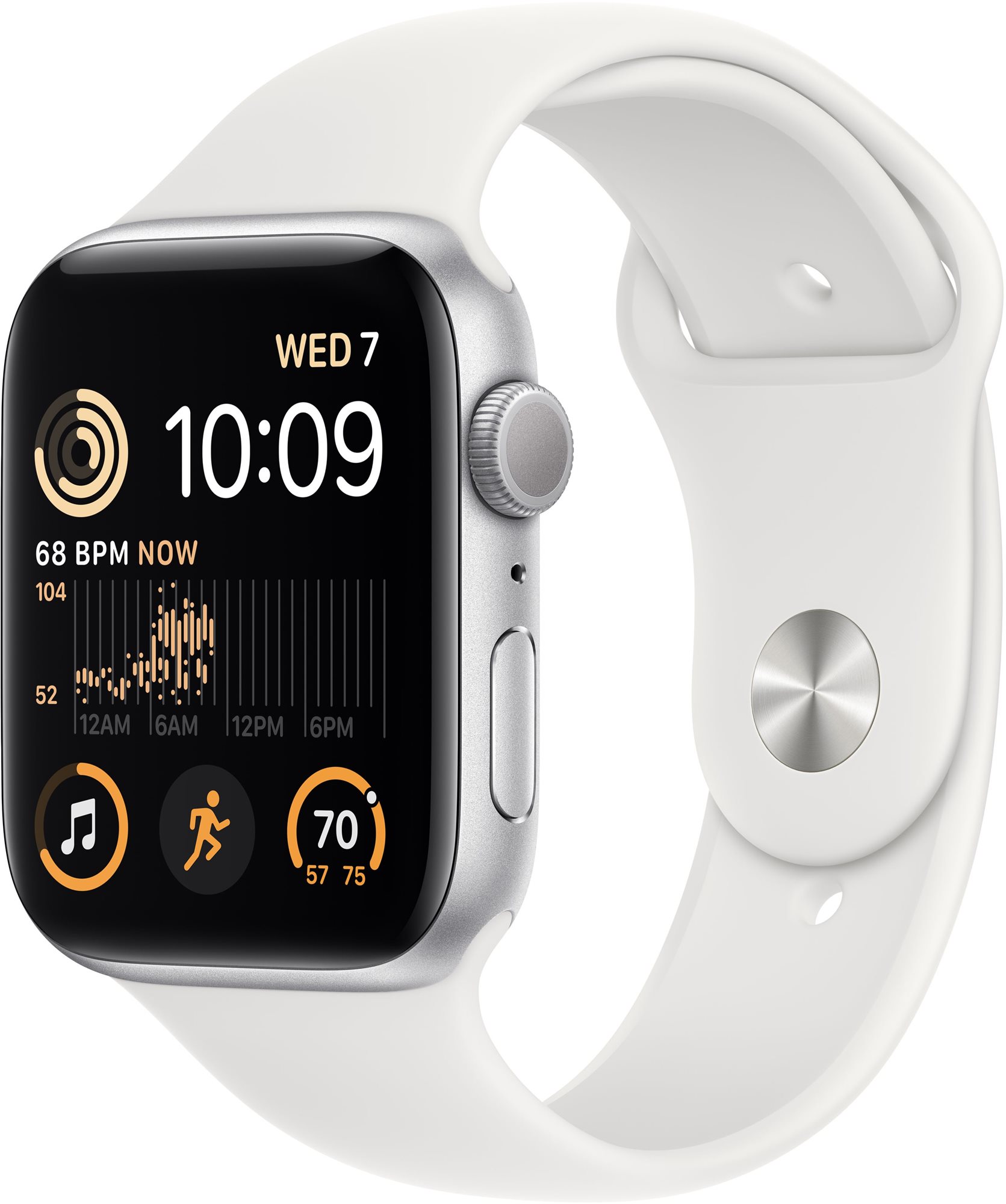 Apple Watch SE (2022) 44mm - ezüst alumínium tok, fehér sport szíj
