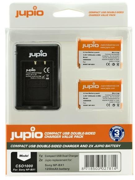 Jupio 2x NP-BX1 - 1250 mAh + töltő Sony fényképezőgépekhez