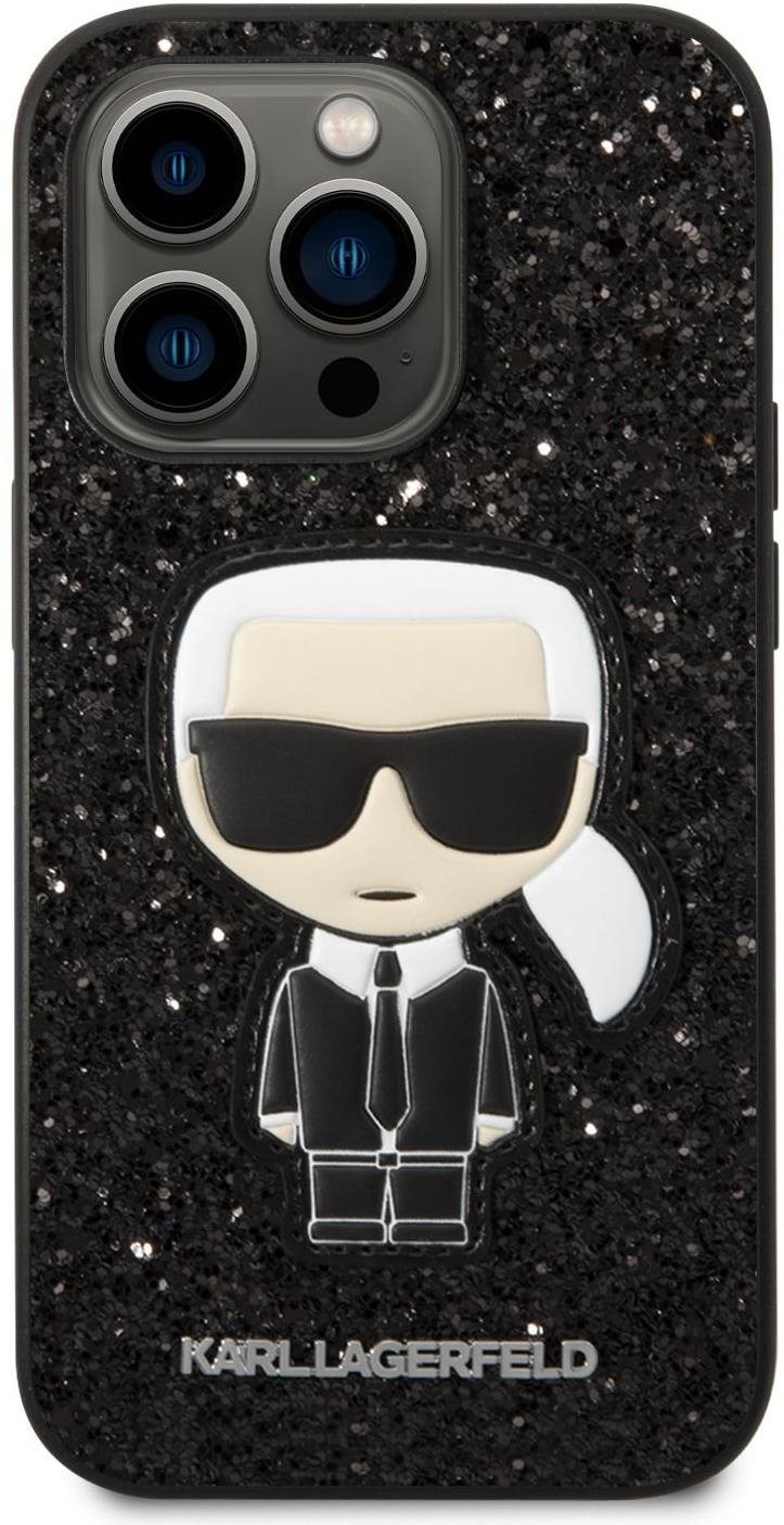 Karl Lagerfeld Glitter Flakes Ikonik iPhone 14 Pro Max hátlap tok - fekete