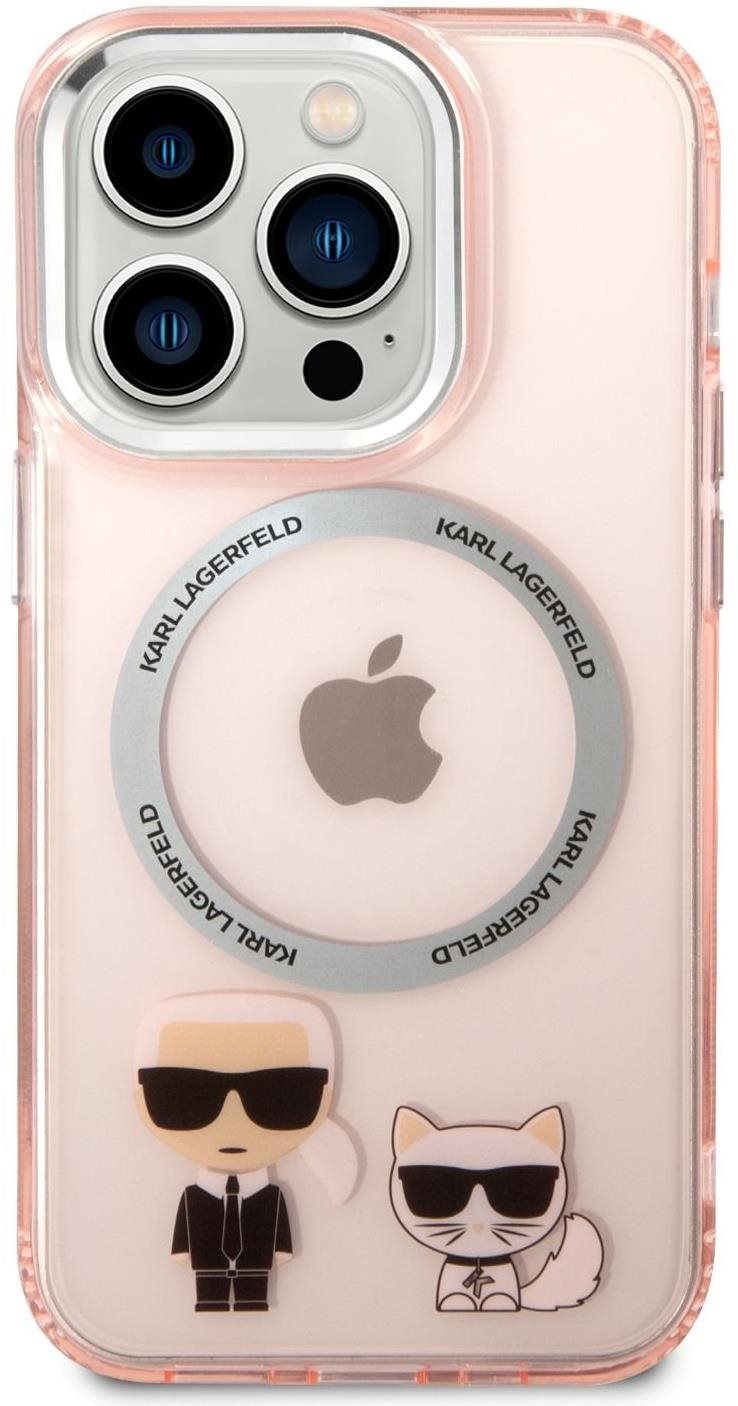 Karl Lagerfeld MagSafe kompatibilis Karl and Choupette iPhone 14 Pro tok - rózsaszín