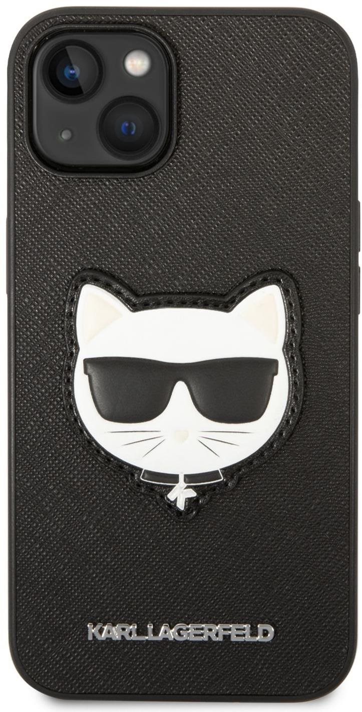 Karl Lagerfeld PU Saffiano Choupette Head hátlap iPhone 14 készülékhez Fekete
