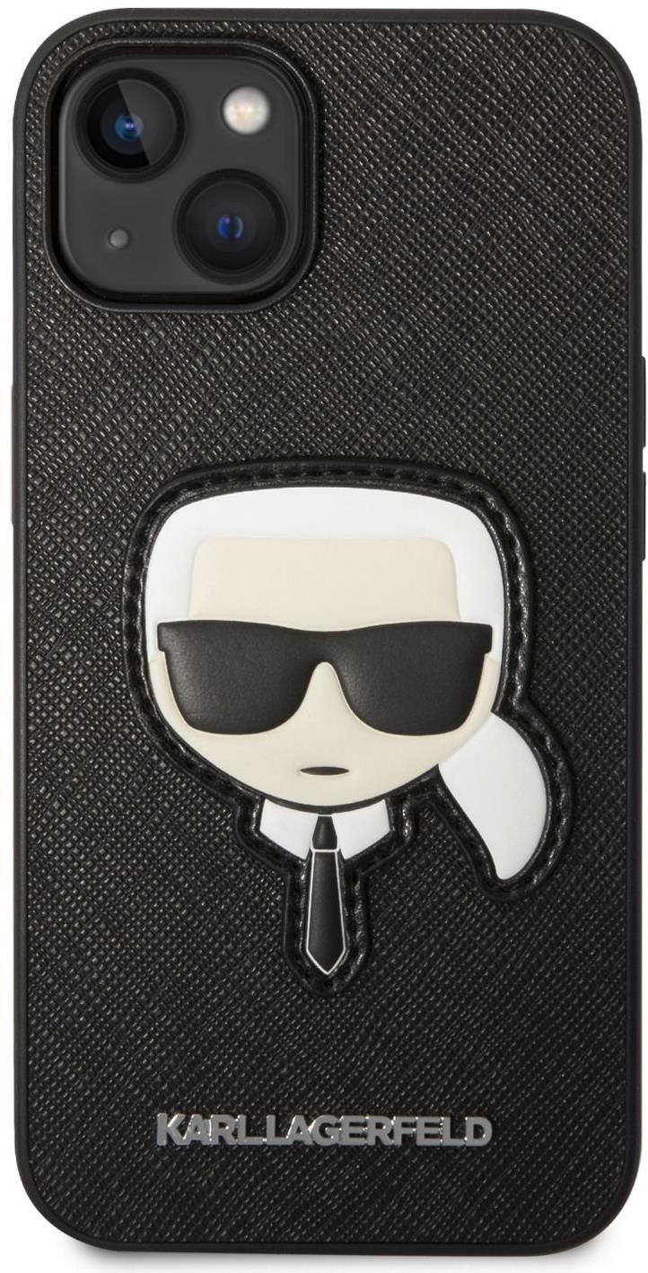 Karl Lagerfeld PU Saffiano Karl Head hátlap iPhone 14 készülékhez Fekete