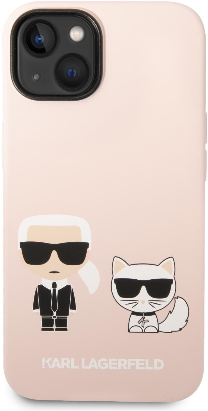 Karl Lagerfeld Liquid Silicone Karl and Choupette MagSafe kompatibilis iPhone 14 rózsaszín tok