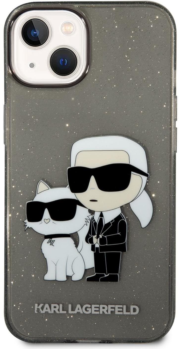 Karl Lagerfeld IML Glitter Karl and Choupette NFT iPhone 14 Plus fekete hátlap tok