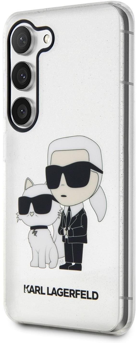 Karl Lagerfeld IML Glitter Karl and Choupette NFT hátlapi tok Samsung Galaxy S23 készülékhez, átlátszó