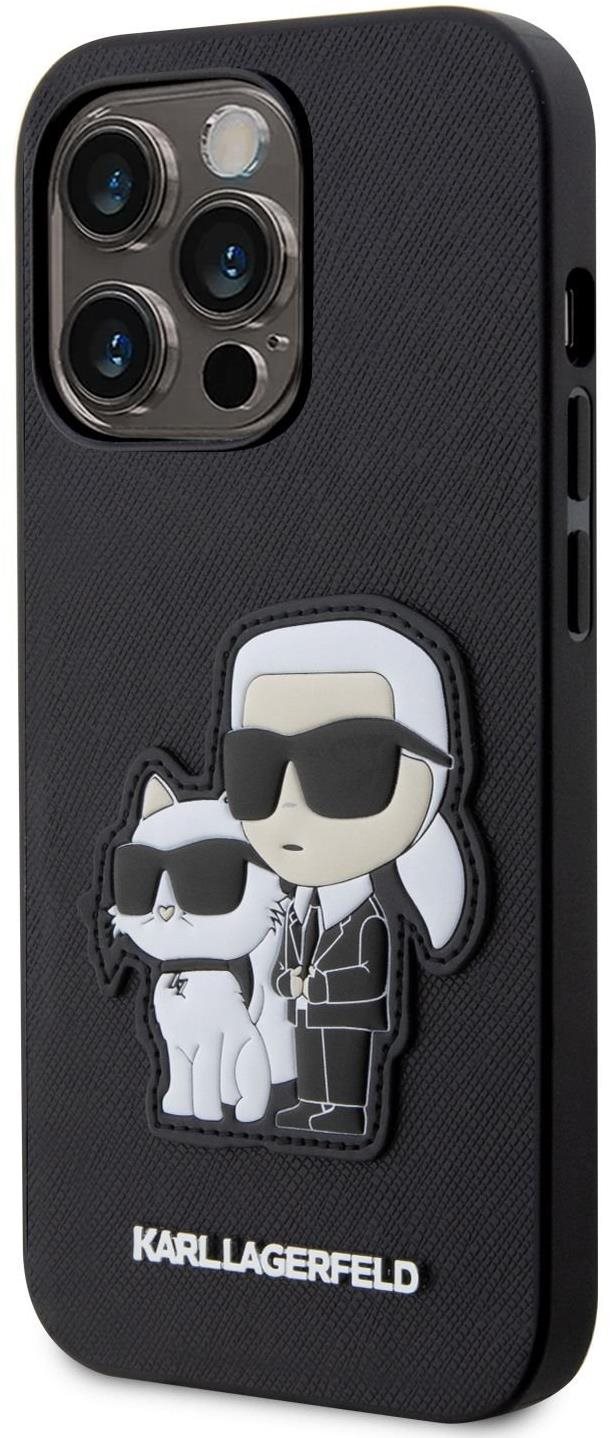 Karl Lagerfeld PU Saffiano Karl and Choupette NFT iPhone 14 Pro hátlap tok, fekete