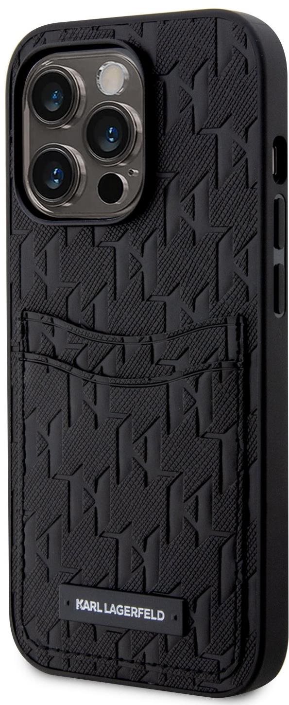 Karl Lagerfeld Saffiano Monogram Card Slot iPhone 14 Pro hátlap tok, fekete