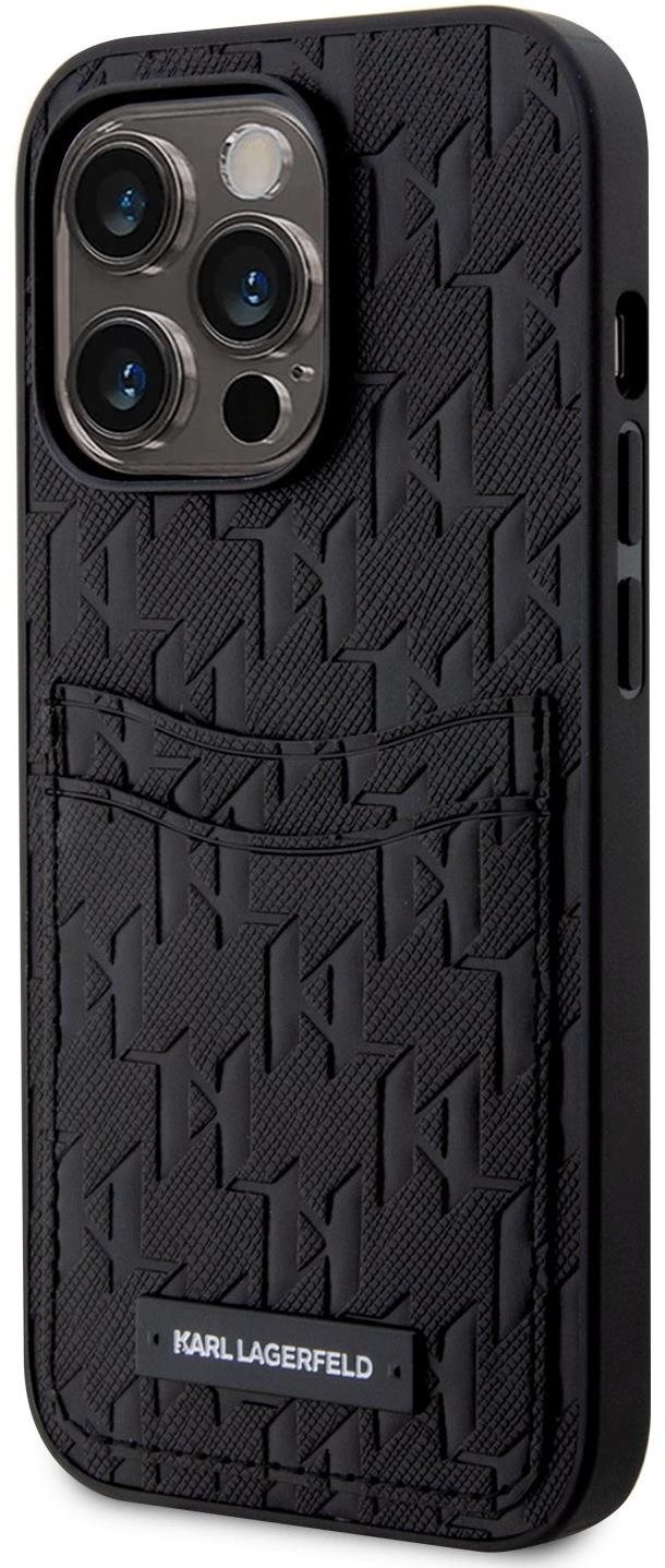 Karl Lagerfeld Saffiano Monogram Card Slot iPhone 14 Pro Max hátlap tok, fekete