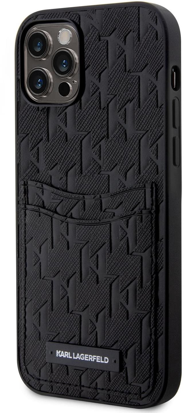 Karl Lagerfeld Saffiano Monogram Card Slot iPhone 12/12 Pro fekete tok