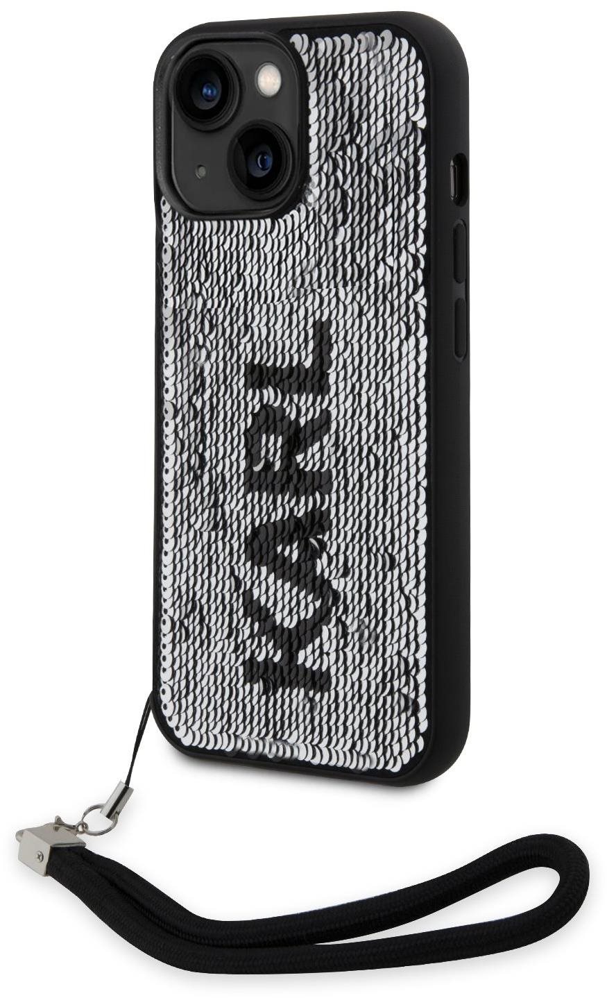 Karl Lagerfeld Sequins Reversible iPhone 13 fekete/ezüst tok