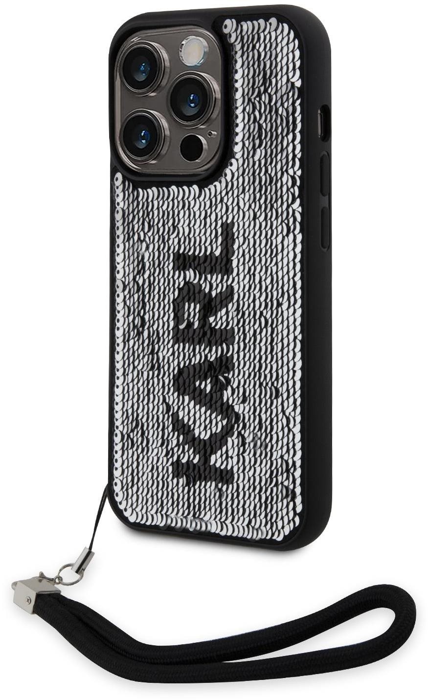 Karl Lagerfeld Sequins Reversible iPhone 13 Pro fekete/ezüst tok