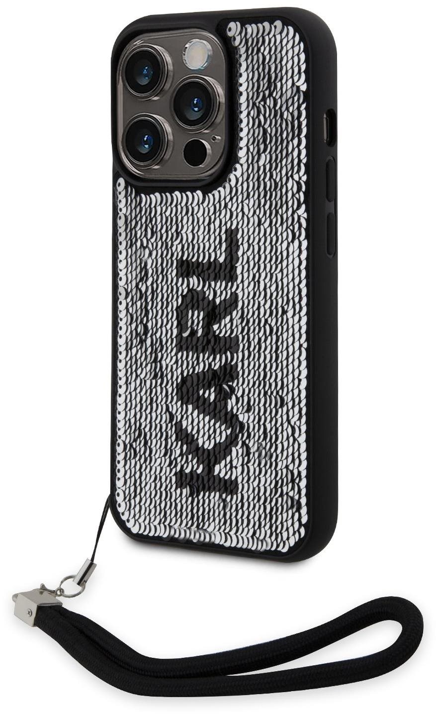 Karl Lagerfeld Sequins Reversible iPhone 13 Pro Max fekete/ezüst tok