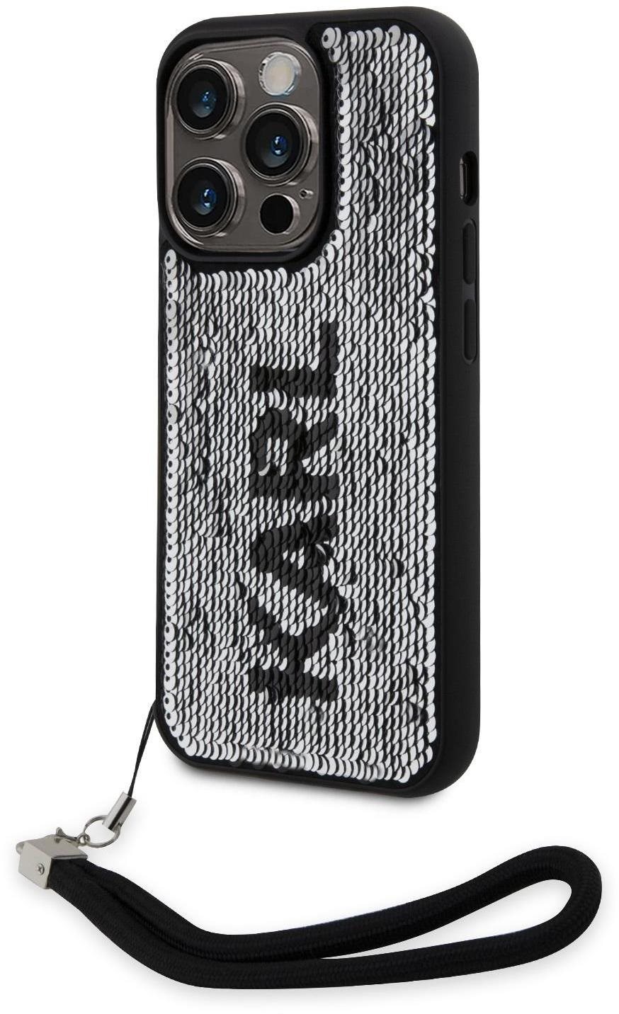 Karl Lagerfeld Sequins Reversible iPhone 14 Pro fekete/ezüst tok