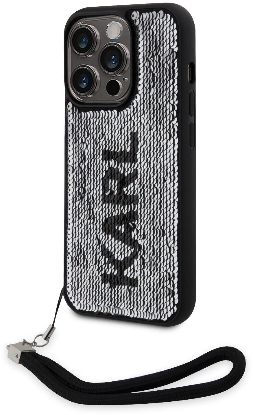 Karl Lagerfeld Sequins Reversible iPhone 14 Pro Max fekete/ezüst tok