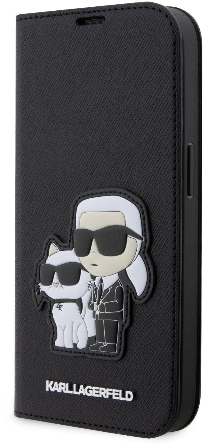 Karl Lagerfeld PU Saffiano Karl and Choupette NFT Book iPhone 13 Pro tok, fekete