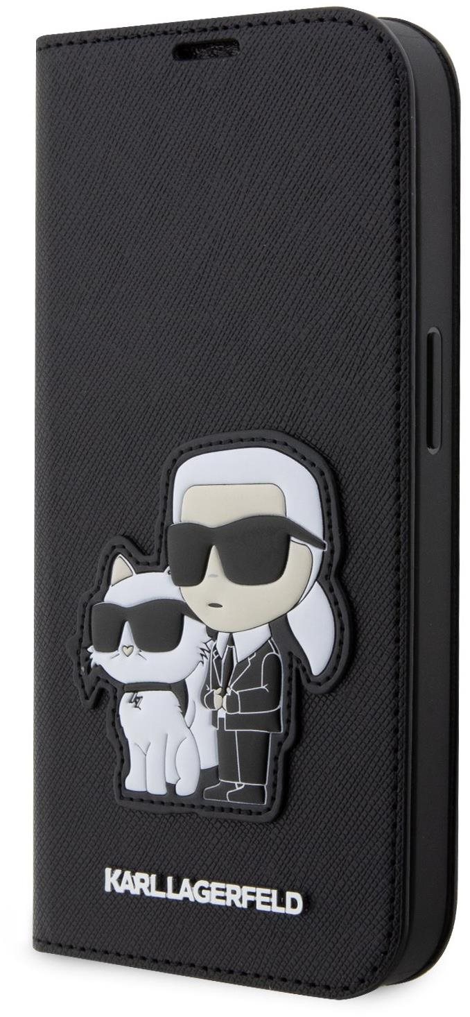Karl Lagerfeld PU Saffiano Karl and Choupette NFT Book iPhone 13 Pro Max tok, fekete