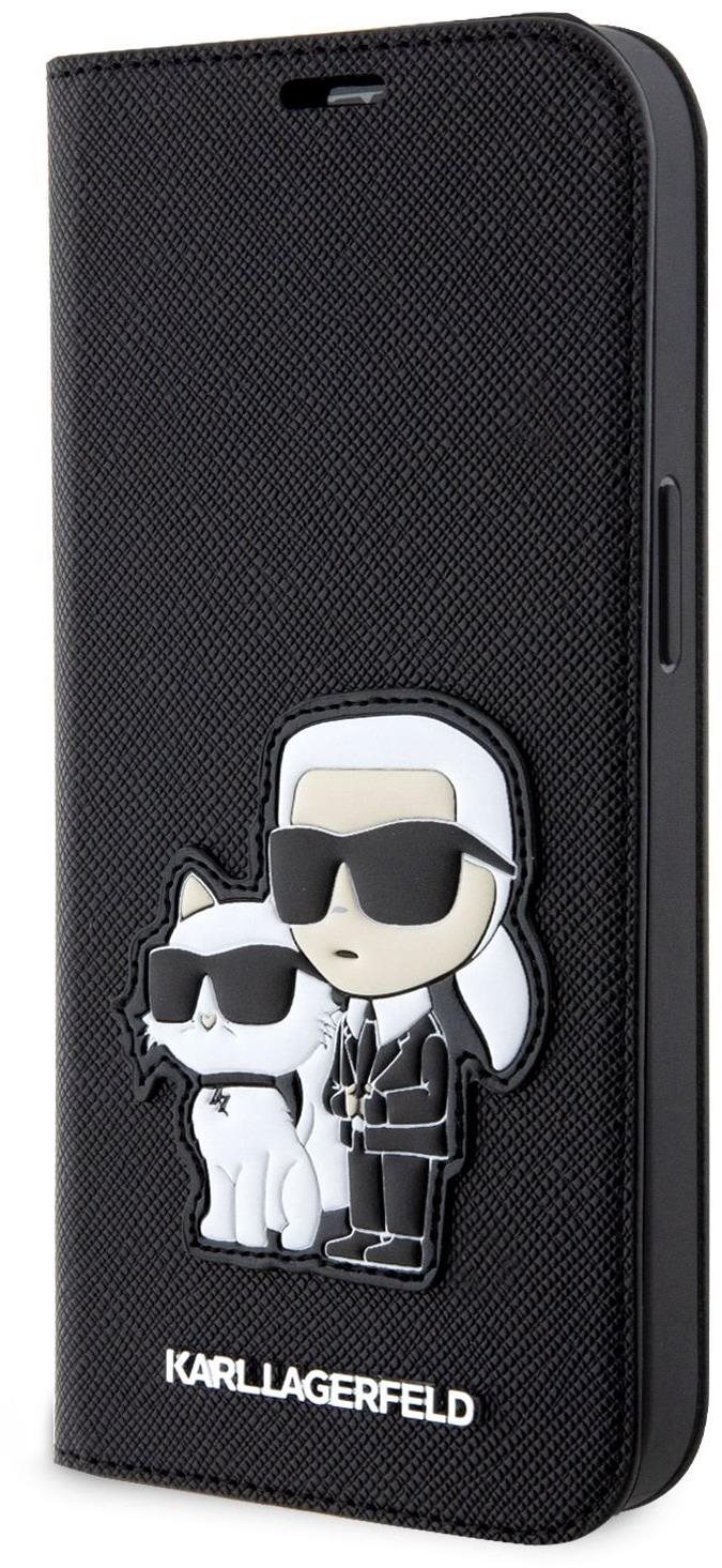 Karl Lagerfeld PU Saffiano Karl and Choupette NFT Book iPhone 13 fekete tok