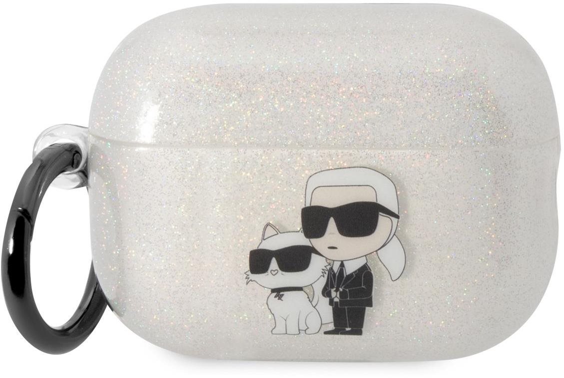 Karl Lagerfeld 3D Logo NFT Karl and Choupette TPU Glitter Airpods Pro 2 fehér tok