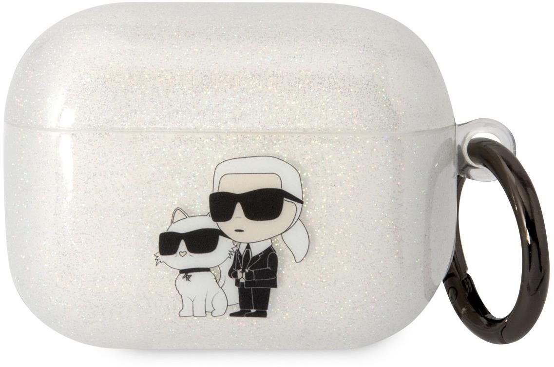 Karl Lagerfeld 3D Logo NFT Karl and Choupette TPU Glitter tok Airpods Pro-hoz, White