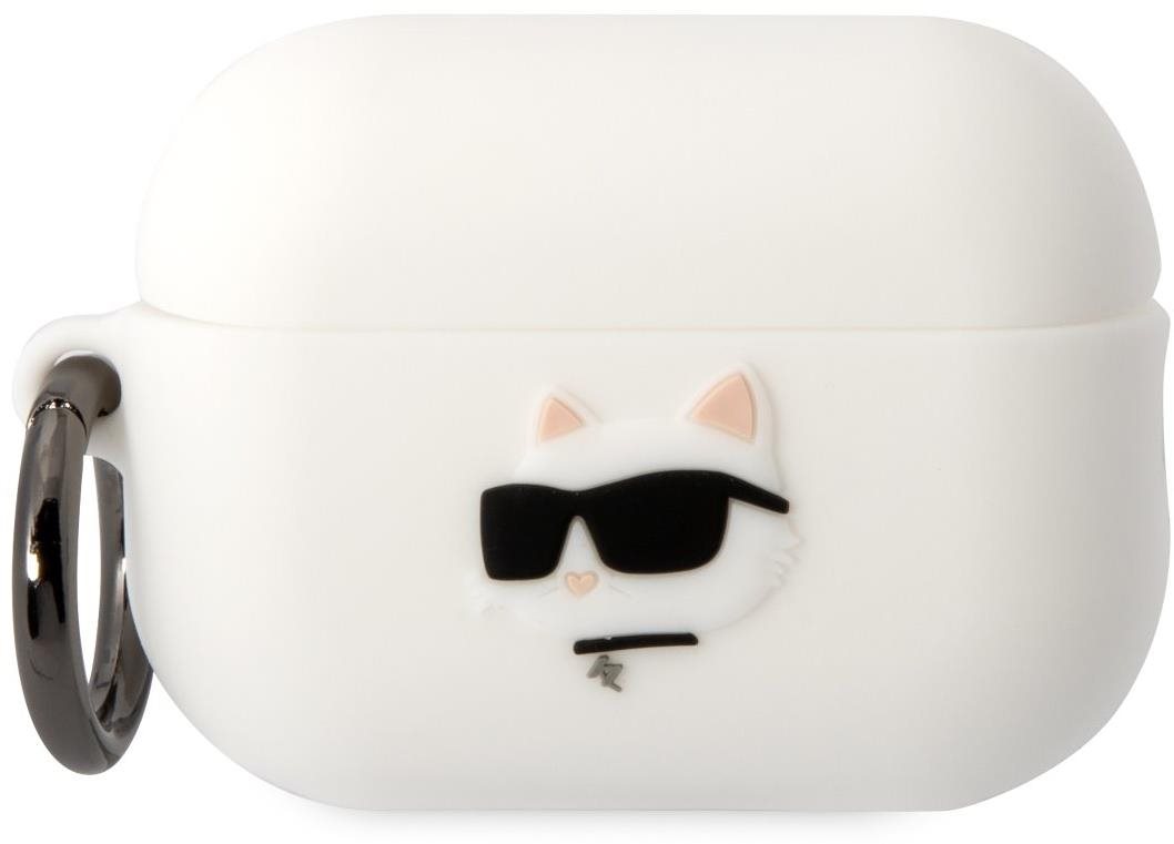 Karl Lagerfeld 3D Logo NFT Choupette Head Airpods Pro 2 fehér szilikon tok