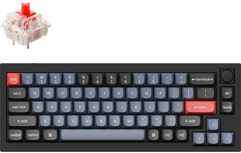 Keychron Q2 TKL QMK Gateron G PRO Hot-Swappable Red Switch - US, fekete