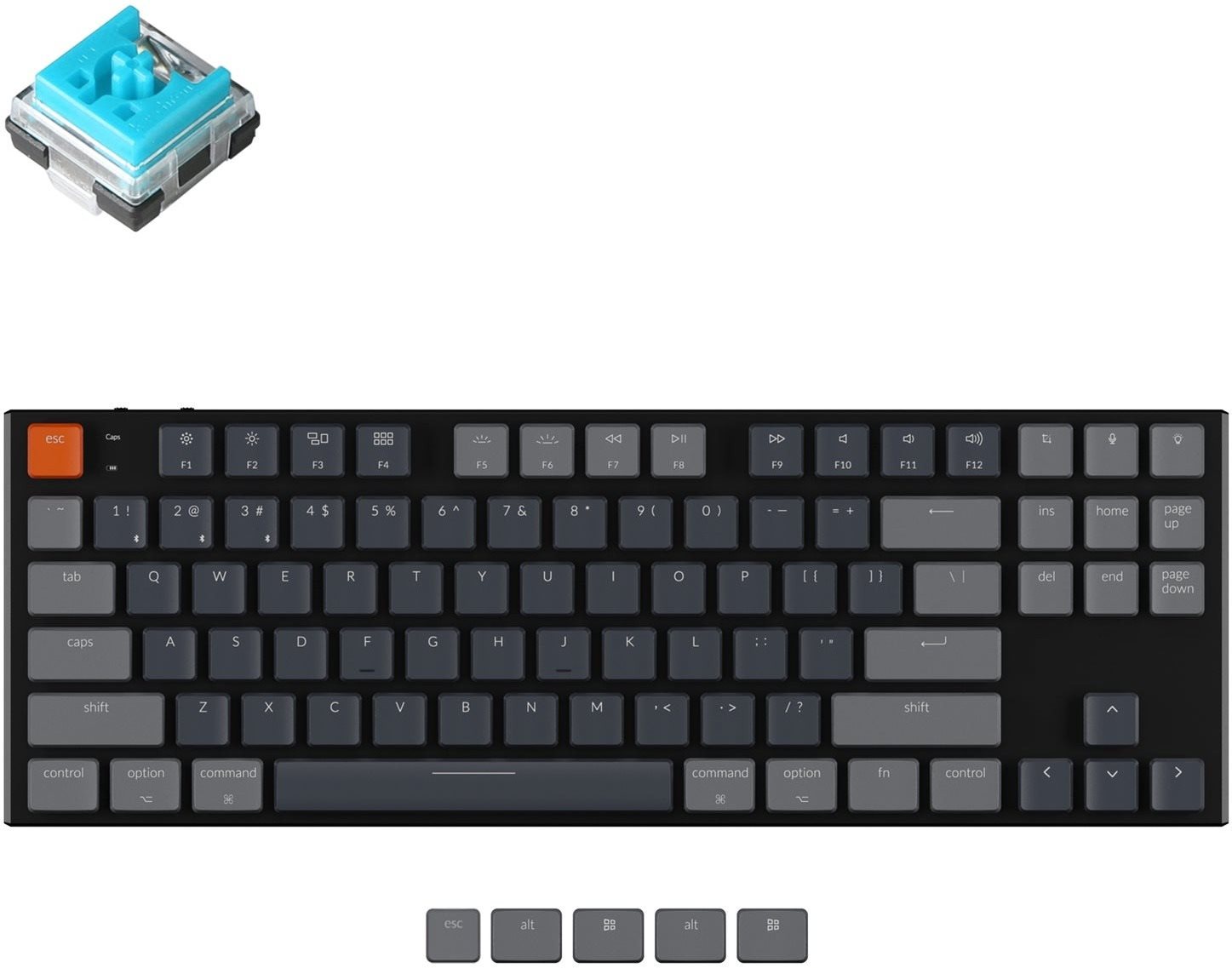 Keychron K1E2 TKL Ultra-Slim Low Profile Hot-Swappable Optical Blue Switch - US