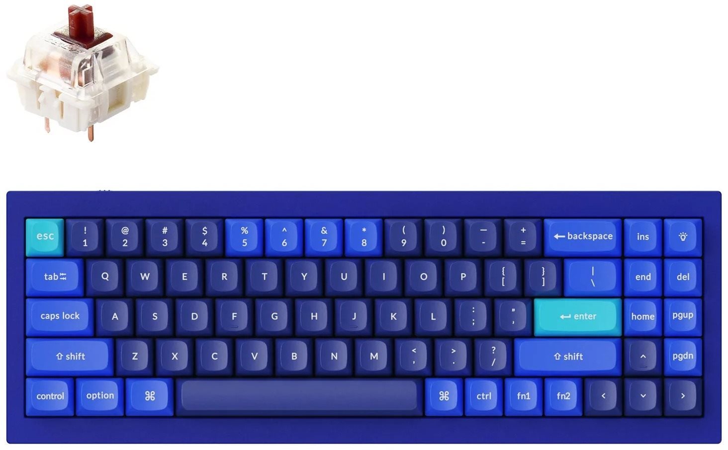 Keychron QMK Q7 70% Gateron G Pro Hot-Swappable Brown Switch Mechanical, Blue - US