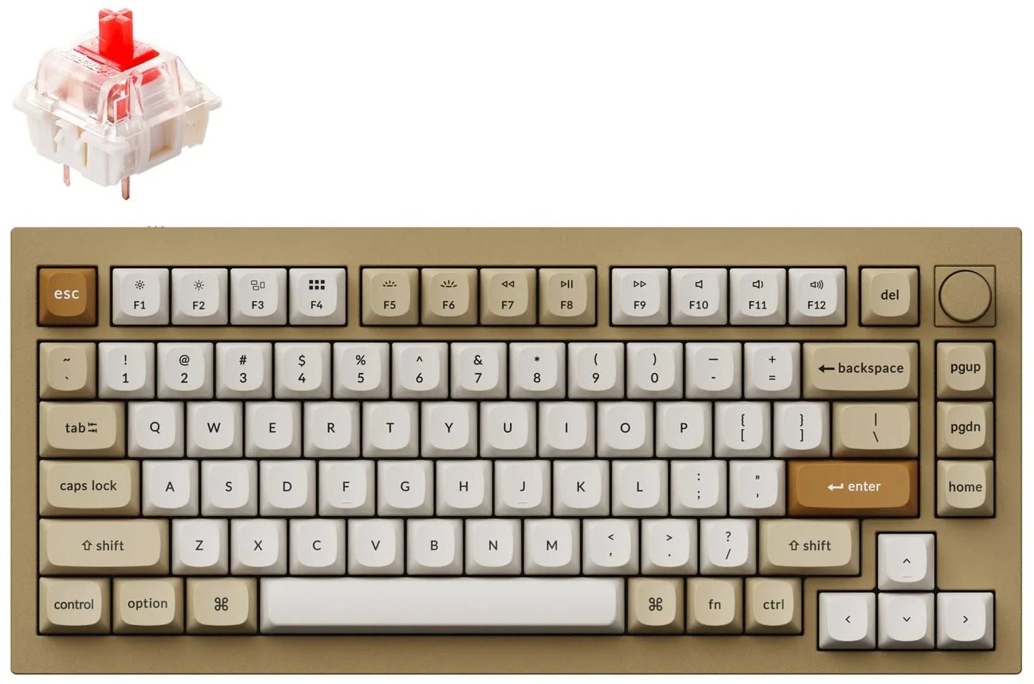 Keychron Q1 Swappable RGB Backlight Red Switch Knob Version - Champagne Gold