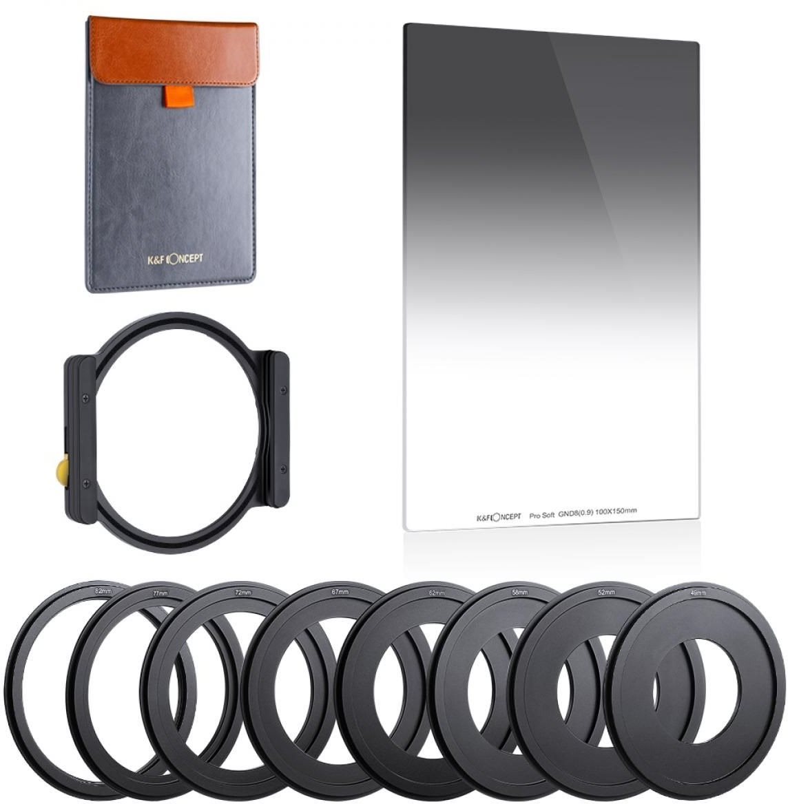 K&F Concept SQ Filter Starter Set (tartó, GND8 soft, adapterek 49/52/58/62/67/72/77/82 mm-hez)