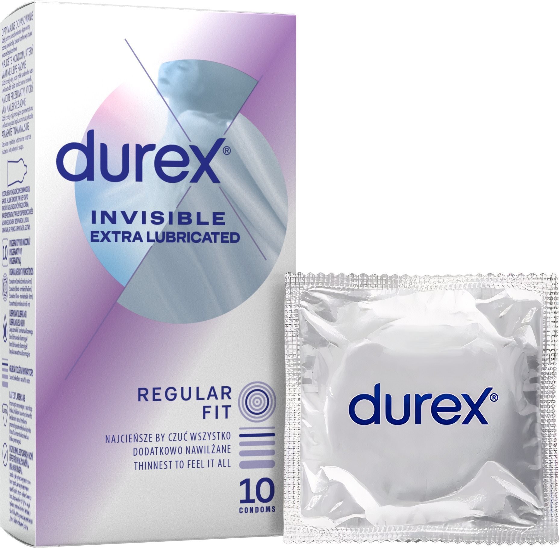 DUREX Invisible Extra Thin Extra Lubricated 10 db