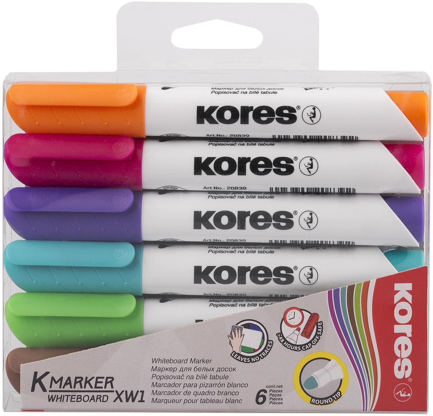 KORES K-MARKER fehér táblához és flipchart táblához - 6 színből álló készlet