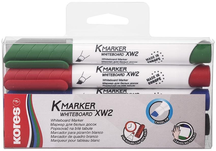 KORES K-MARKER fehér táblához és flipchart táblához, vágott - 4 színből álló készlet