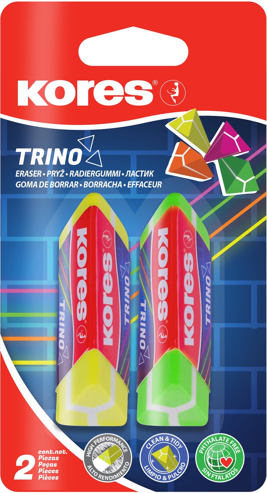 KORES TRINO háromszögletű, színek keveréke - 2 db-os csomag