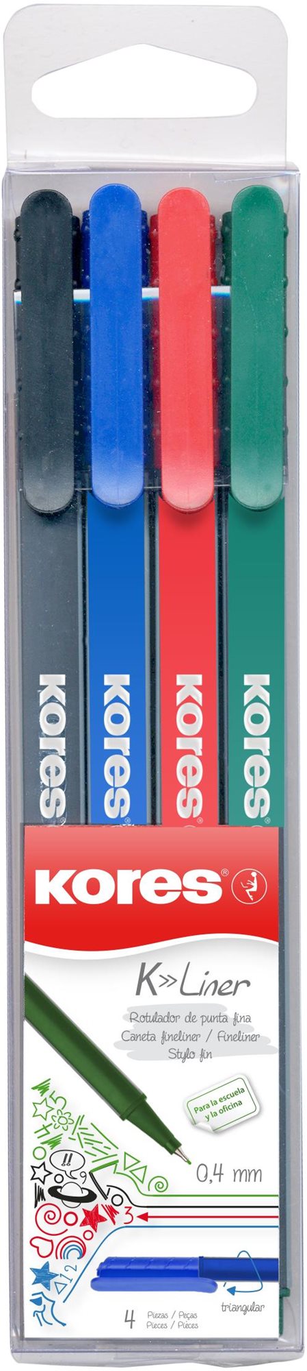 KORES K-Liner 0,4 mm - 4 színből álló készlet