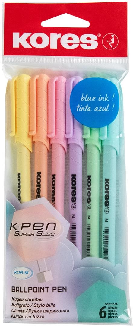 KORES K0 Pen Pastel, M-1 mm, pasztell színek - 6 darabos csomagban