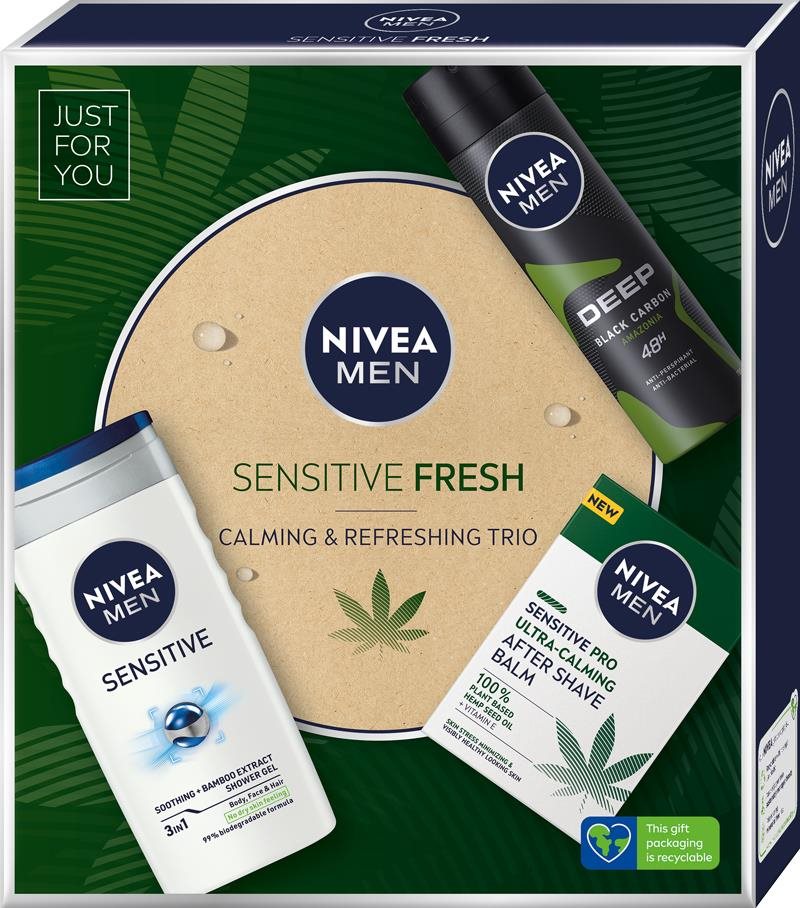 NIVEA MEN Ajándékcsomag érzékeny arcbőrre és bőrre szánt kozmetikumokkal