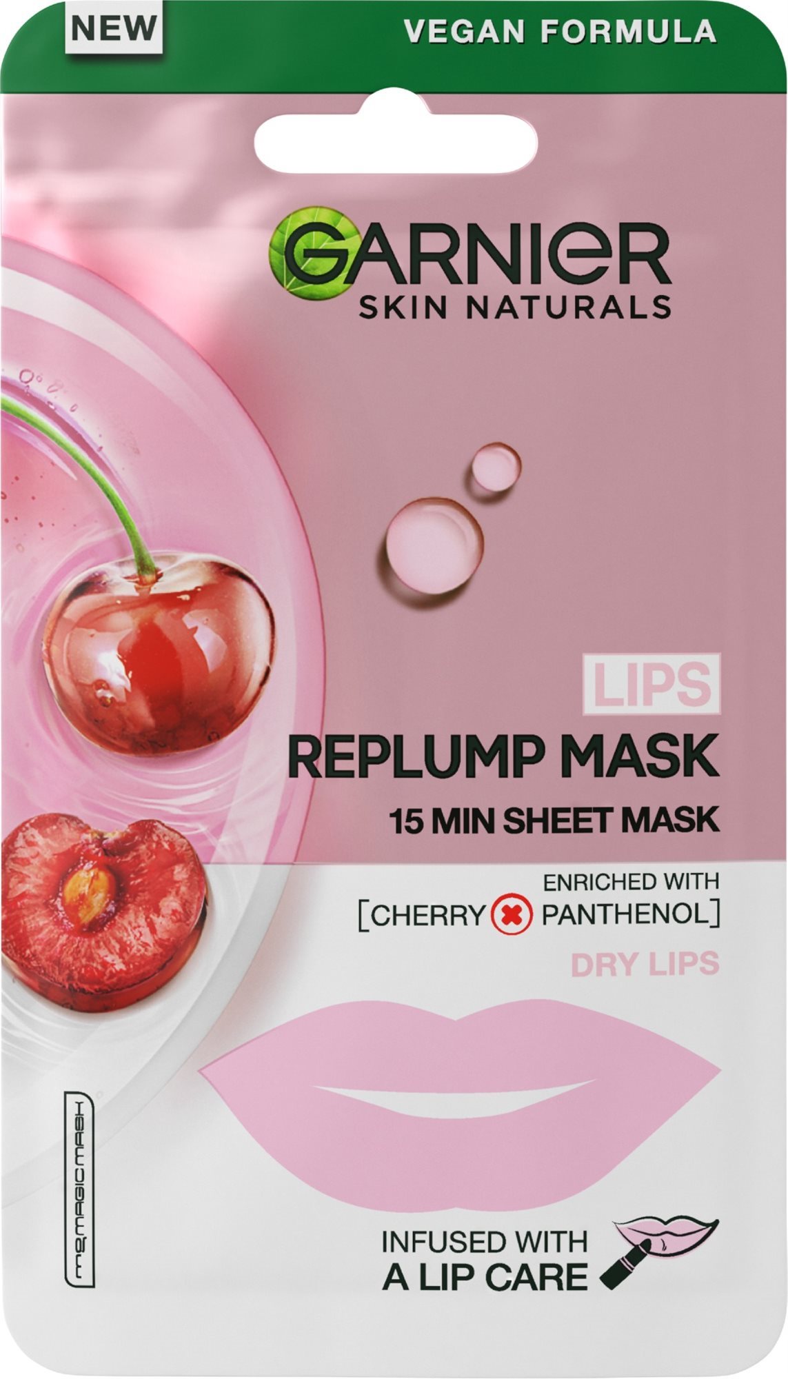 GARNIER Lips Replumping Tissue Mask with cherry and panthenol 5 g
