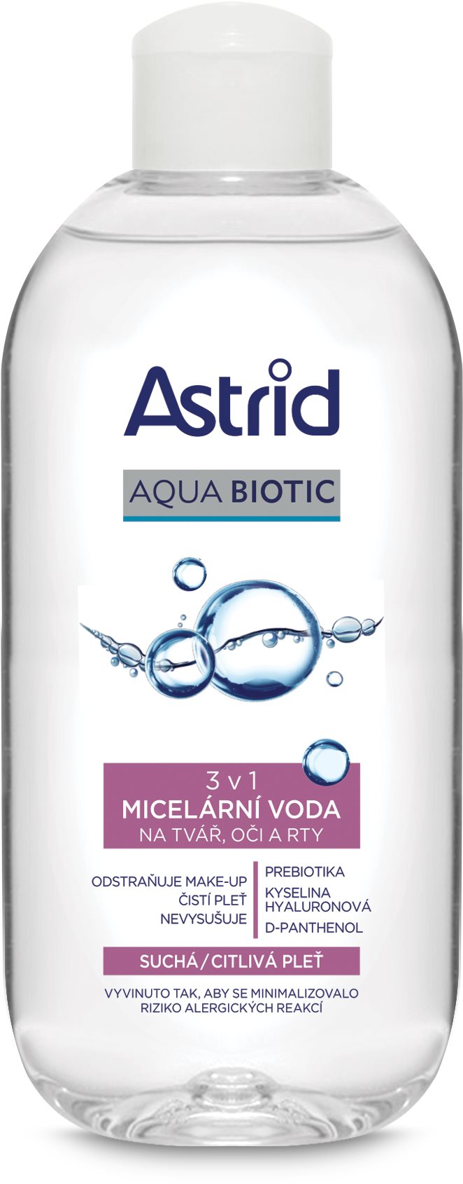Micellás víz ASTRID Aqua Biotic Micellás víz 3 az 1-ben száraz és érzékeny bőrre 400 ml