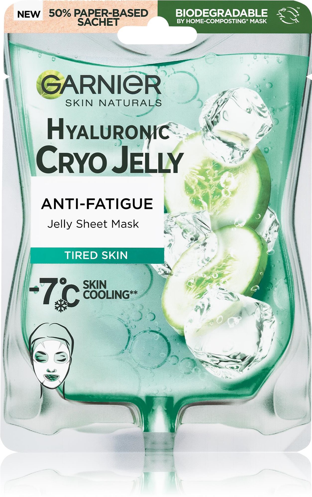 GARNIER Cryo Jelly textil arcmaszk -7 °C-os hűtési hatással 27 g