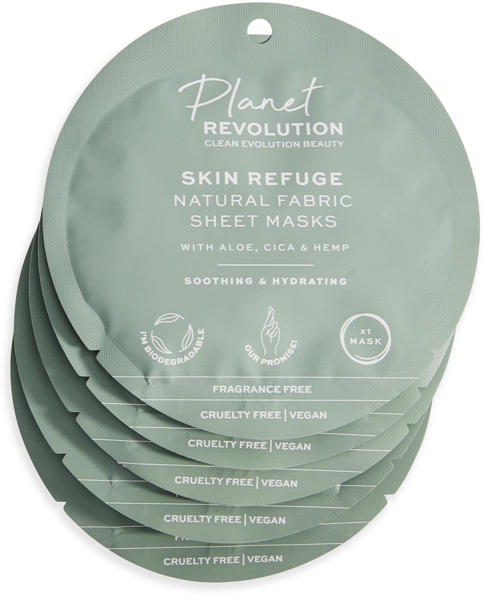 REVOLUTION Planet Soothing & Hydrating Aloe Fabric Sheet Mask 5 db