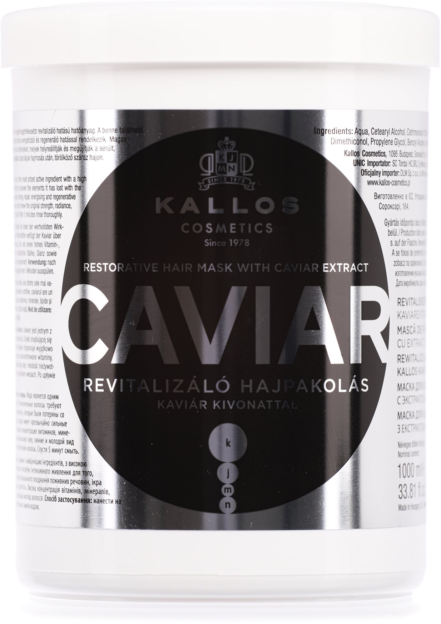 Hajpakolás KALLOS Caviar Restorative Hair Mask 1000 ml